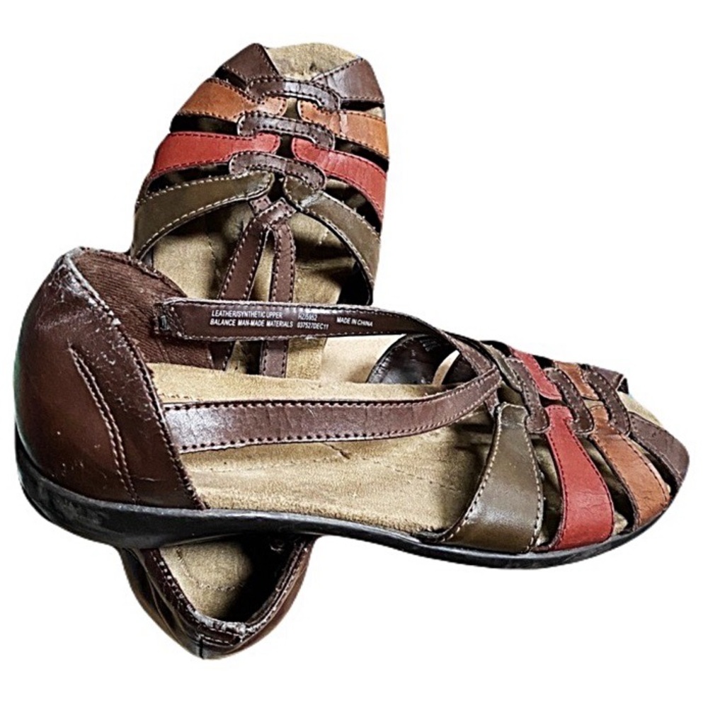 Thom McAn Braided Leather Woven Sandals